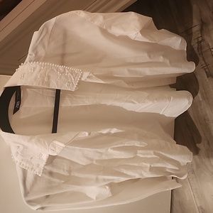 Zara white shirt with pearls